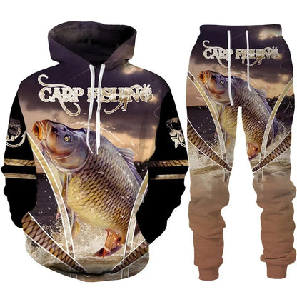 Solomon-Ensemble de sweat à capuche à manches longues pour hommes, impression de poisson 3D, mode de pêche décontractée, pull sportif en plein air, surdimensionné, haute qualité
