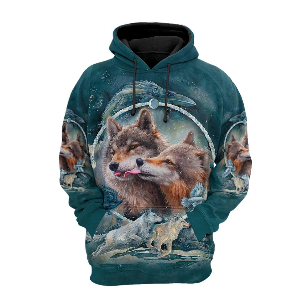 Sweat à capuche Animal Wolf imprimé en 3D pour hommes, sweat à capuche décontracté, vêtements à la mode, quatre saisons, nouveau, 2024