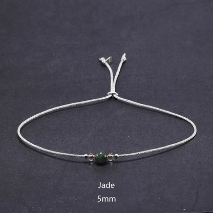 Bracelet en pierre de lune fait à la main, corde fine avec cristal naturel, perles en argent Sterling 925, Bracelets personnalisés pour femmes