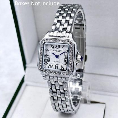 montre lumière or acier inoxydable  montres à Quartz
