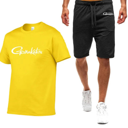 Gamakatsu Fishing 2024 homme impression Harajuku nouveau style neuf couleurs costume à manches courtes été T-Shirt Shorts décontractés ensemble 2 pièces