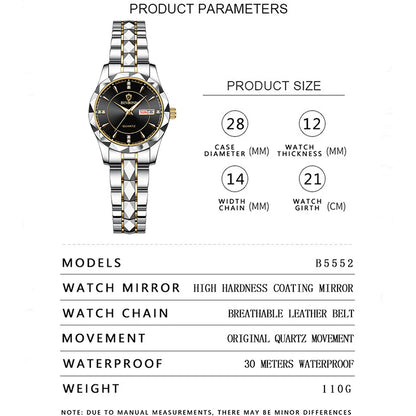 BINBOND montres  en acier inoxydable montre à Quartz étanche lumineux Date