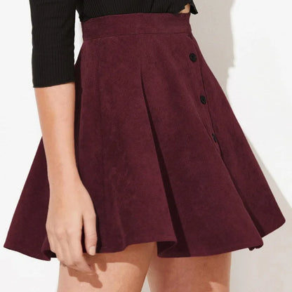 Jupe en velours côtelé pour femmes, mode automne hiver, taille haute, simple boutonnage, Streetwear décontracté, jupes trapèze, 2025