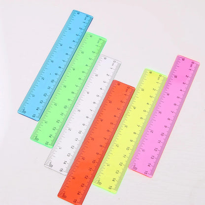 Ensemble de 6 règles de 15cm, règle droite en plastique couleur bonbon