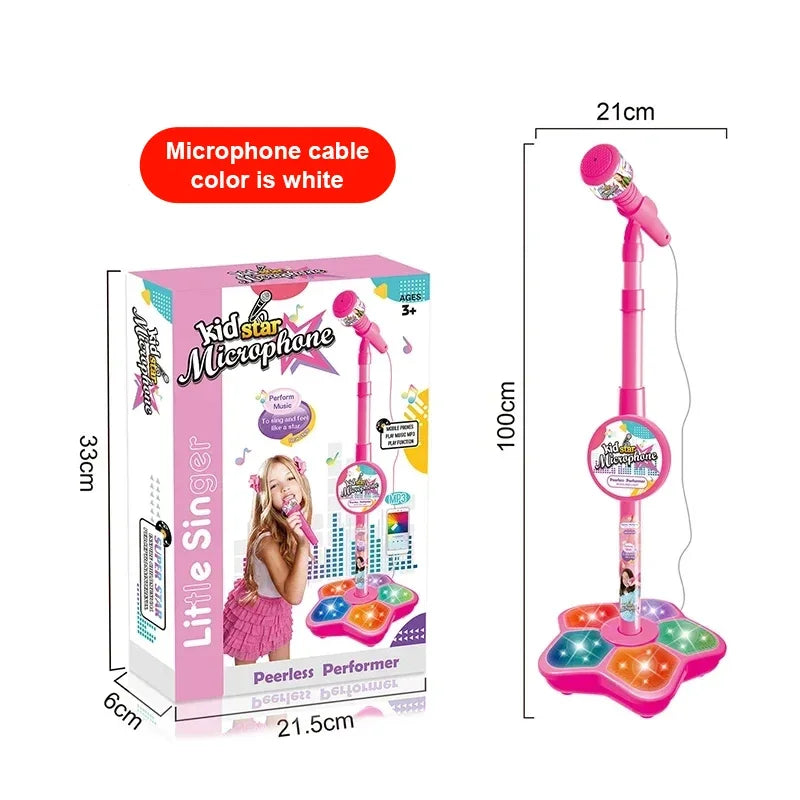 Microphone pour enfants avec support, chanson de karaoké, micro Vertical, Instrument de musique, jouets éducatifs d'entraînement cérébral, cadeau d'anniversaire pour fille et garçon