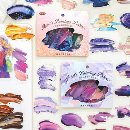 Mr. Paper, 30 pièces, paquet d'autocollants sur le thème de la Palette de couleurs de peinture à l'huile,