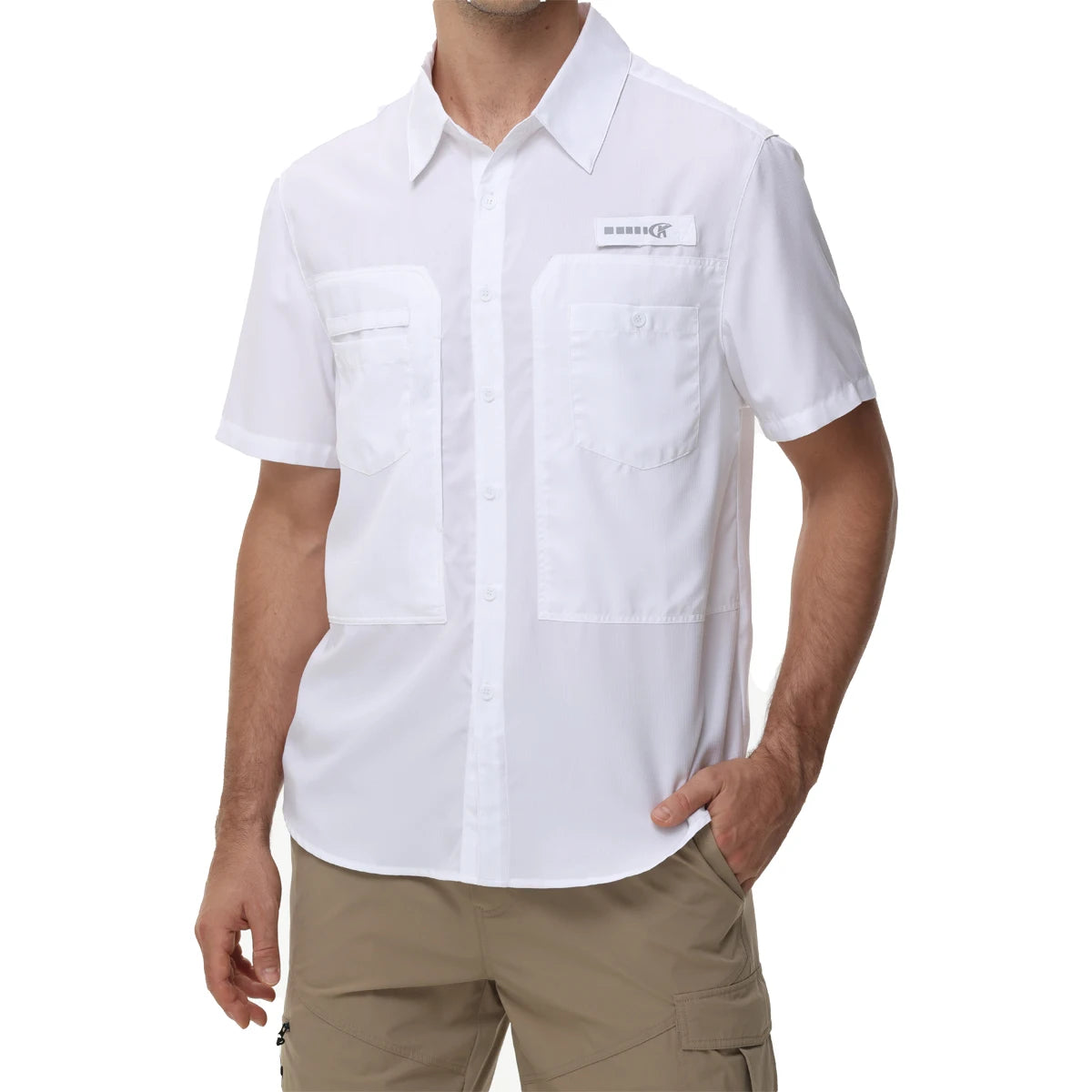 Chemises de pêche à manches courtes UPF 50+ pour hommes Protection solaire Chemise de travail de randonnée respirante Chemise boutonnée décontractée avec poche