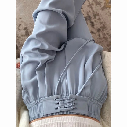 2025 printemps dame Chic taille haute costume pantalon femme coréenne à lacets jambe droite pantalon femmes couleur unie tout Match pantalon de travail