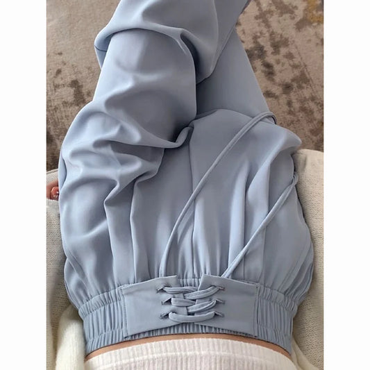 2025 printemps dame Chic taille haute costume pantalon femme coréenne à lacets jambe droite pantalon femmes couleur unie tout Match pantalon de travail