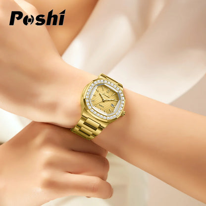 POSHI  montres à Quartz pour femmes cadran en cristal avec Date décontracté