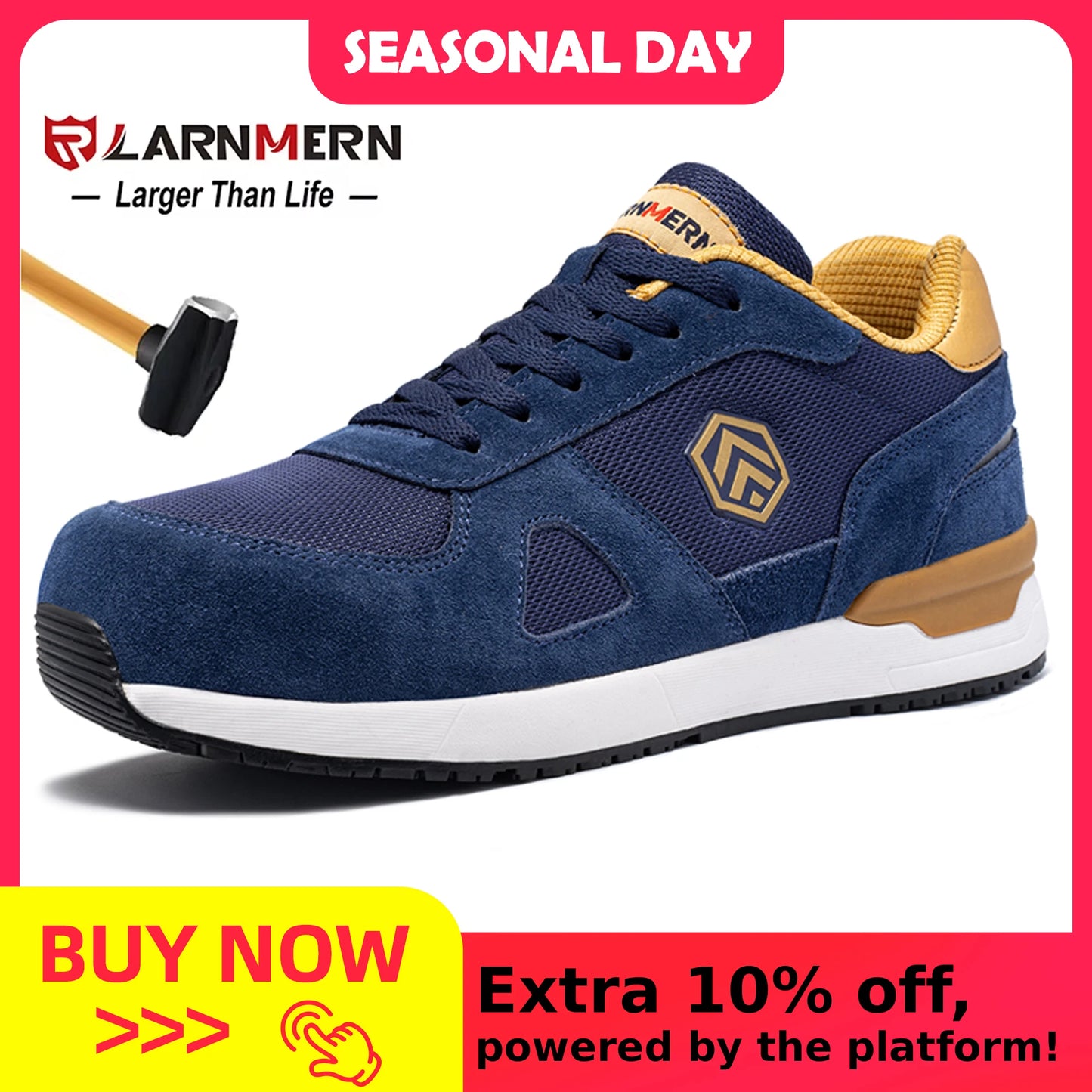 LARNMERN hommes chaussures à bout en acier chaussures de sécurité antistatiques femmes Composite respirant sans lacet travail baskets industries Protection