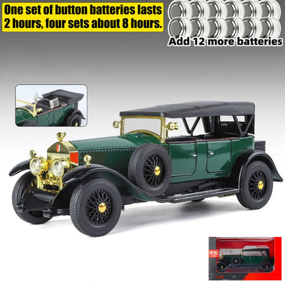 1:24 Rolls Royce Phantom I 1925 De Luxe Voiture Alliage Métal Moulés sous Pression Modèle De Voiture Son Et Lumière Décoration de La Maison Ornements Classique Rétro