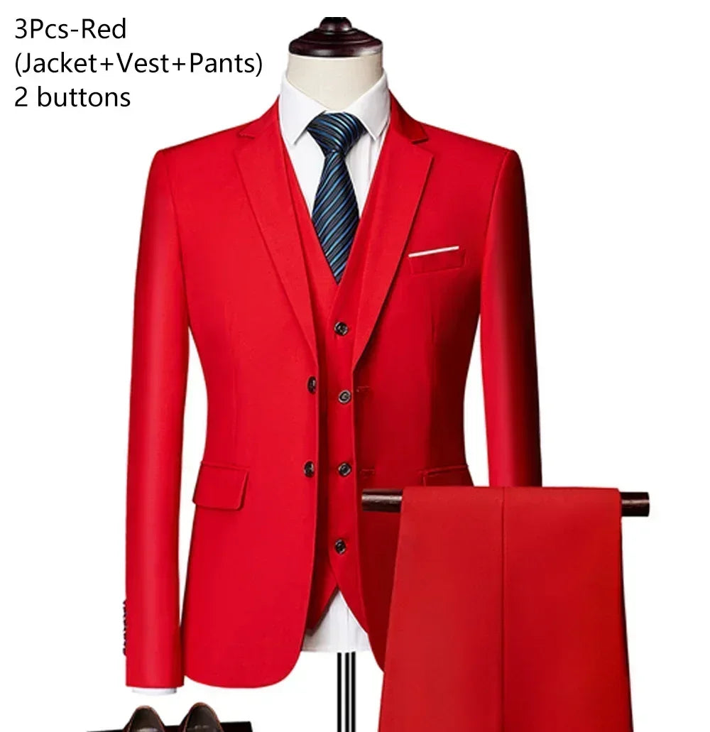 Costumes formels complets Ternos pour hommes, blazers élégants, pantalons et vestes, costume de luxe, vêtements de mariage, affaires, 2 pièces, 3 ensembles