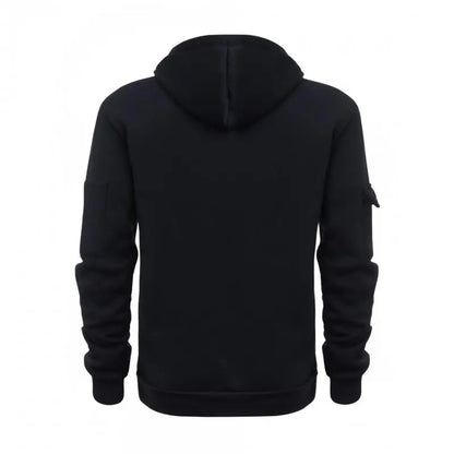 Sweats à capuche zippés multi-poches pour hommes, sweat-shirt de sport, streetwear décontracté, pull Harajuku, manches longues, monochromatique, automne, hiver