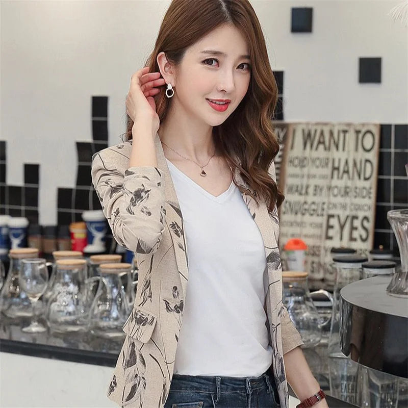 2023 printemps automne femmes nouveau imprimé petit costume veste femme à manches longues mince court rétro manteau dames petit parfumé haut Blazer