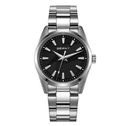 BERNY Quartz femmes montre cadran stéréo 39mm montre 100m étanche 316L acier inoxydable saphir AR lentille enduit