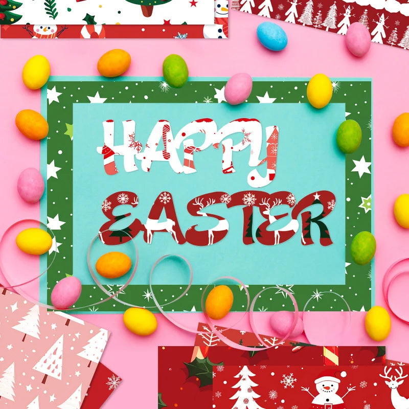 12Zhang/papier matériel de décoration de noël, flocon de neige arbre de noël bonhomme de neige motifDIYScrapbook papier d'emballage cadeau