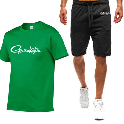 Gamakatsu Fishing 2024 homme impression Harajuku nouveau style neuf couleurs costume à manches courtes été T-Shirt Shorts décontractés ensemble 2 pièces