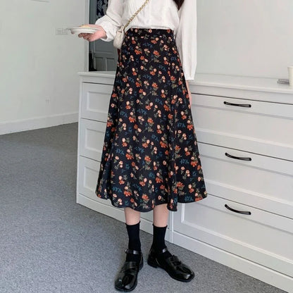 Jupes mi-longues taille haute pour femmes, All-Match A-Line, Élégant, Bureau, Lady Leisure, Automne, Hiver, Simple, Mode basique, Nouveau, Ins Faldas