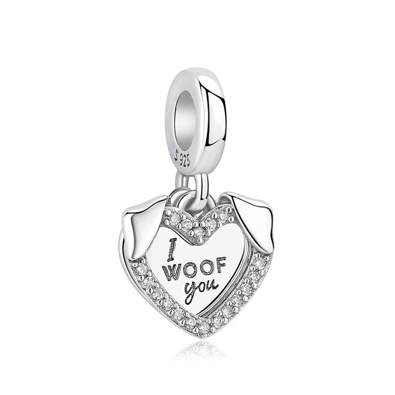 Original 925 en argent Sterling breloque perle amour chien chat patte Panda luciole pendentif breloques idéal pour bracelet colliers femmes bijoux