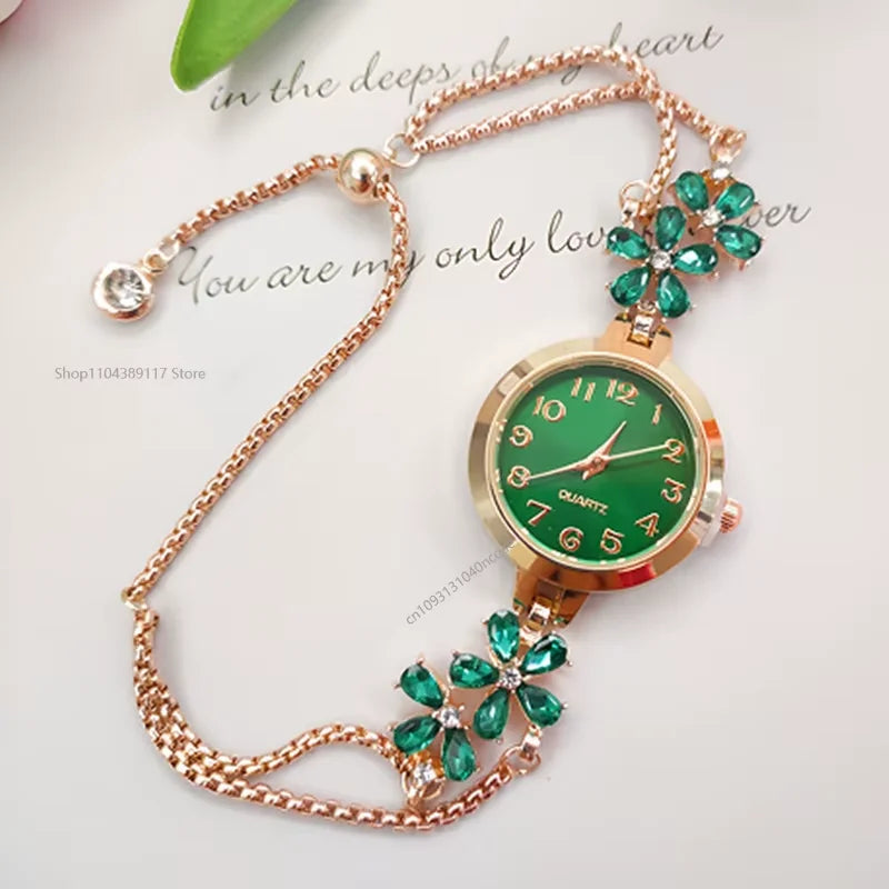 Montre-bracelet à quartz de luxe léger pour femme, cristal de verre exquis de qualité supérieure,
