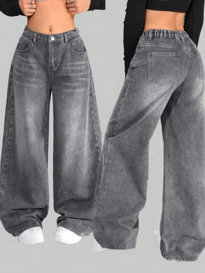 Tendances de la mode américaine Joker outillage poche Baggy jean femme rue Y2K nouveau Hip Hop surdimensionné pantalon à jambes larges unisexe jean