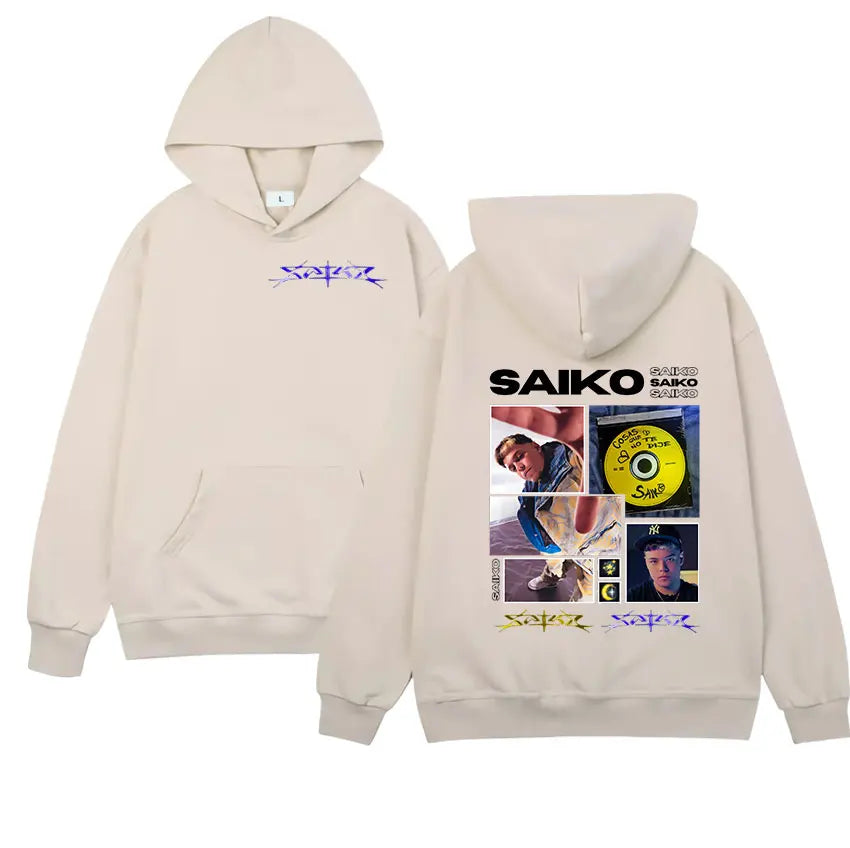 Rappeur SAIKO Tour 2025 nouveau sweat à capuche graphique hommes femmes Vintage surdimensionné sweat pulls Hip Hop gothique punk à capuche streetwear