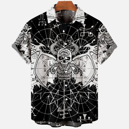 Chemise hawaïenne à manches courtes pour hommes, vêtements amples et respirants, imprimé diable horreur en 3d, été, 2024