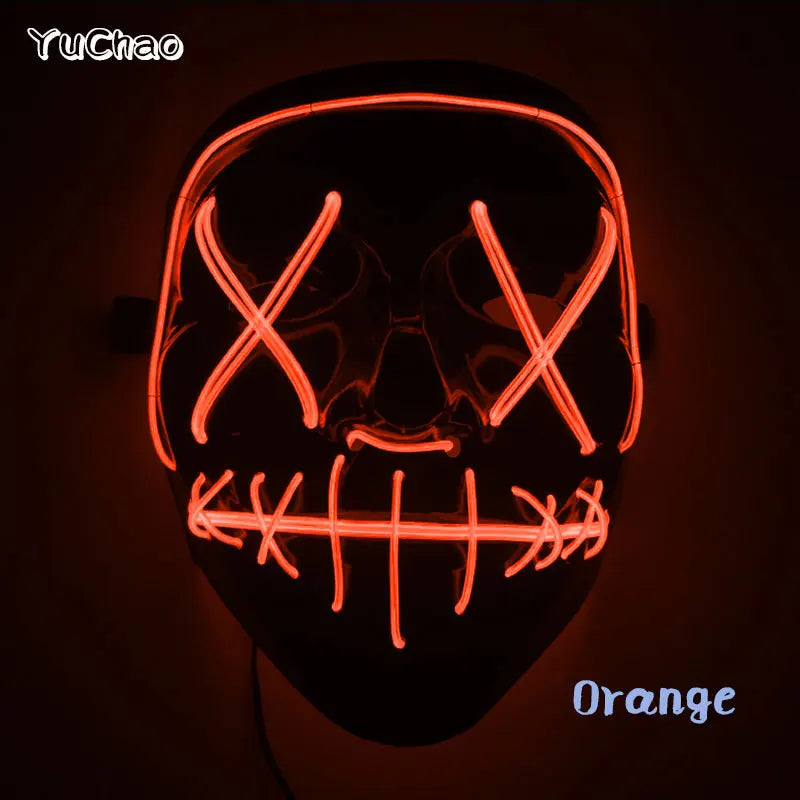 Masque de Purge d'Horreur Brcorporelle à LED, Complet au Néon, pour Cosplay, Fournitures de ixde Bar, Thème du Film d'Halloween