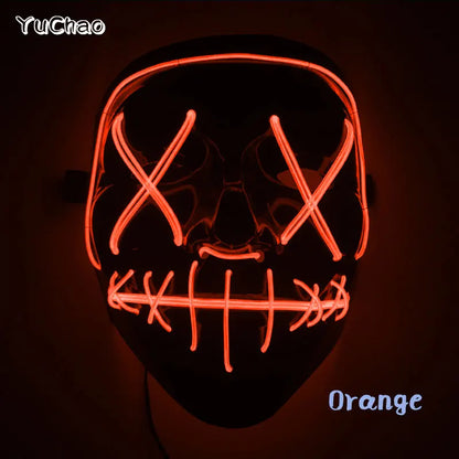 Masque de Purge d'Horreur Brcorporelle à LED, Complet au Néon, pour Cosplay, Fournitures de ixde Bar, Thème du Film d'Halloween