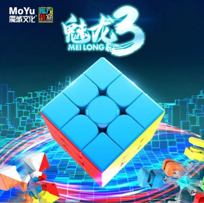 Moyu-Cubes magiques sans autocollant pour enfants, salle d'irritation, Meilong 3, 255,3x3, puzzle à 3 couches, cube de vitesse, jouets de puzzle professionnels
