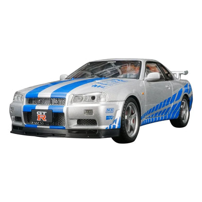 1:18 Nissan GT-R34 SKYLINE modèle de voiture en alliage Super voiture de sport acousto-optique direction rétractable porte jouet pour enfants peut être ouverte