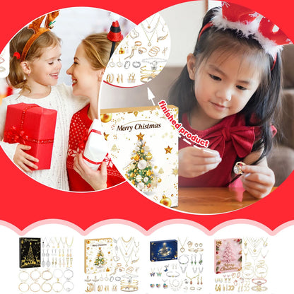 Calendrier de compte à rebours de noël 24 jours, calendrier de l'avent, collier, Bracelet, boucles d'oreilles, cadeaux de noël
