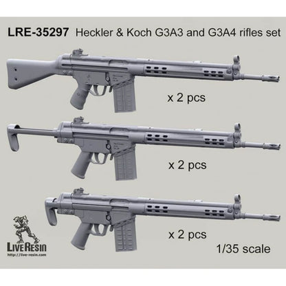 Kit de modèle non peint en résine 1/35, Kit de fusil Heckler & Koch G3A3 et G3A4 (6 unités) GK non assemblé et non peint, 1251T