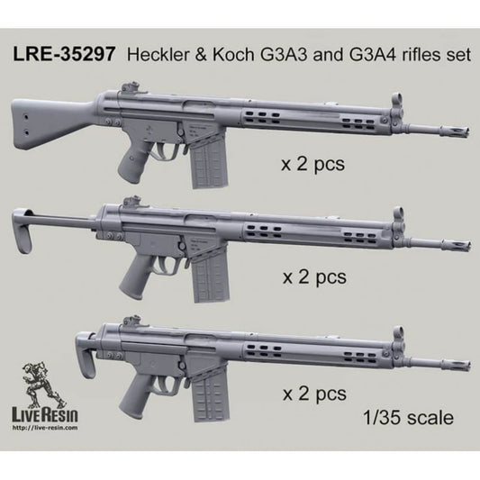 Kit de modèle non peint en résine 1/35, Kit de fusil Heckler & Koch G3A3 et G3A4 (6 unités) GK non assemblé et non peint, 1251T