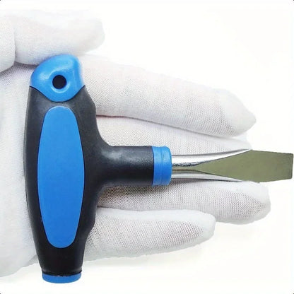 Tournevis compact à tête plate à poignée en T avec une lame de 10 mm.