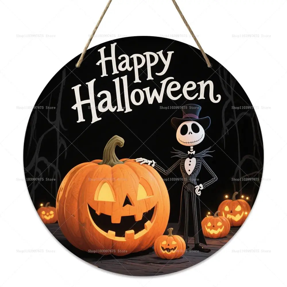 Décoration de fête d'halloween le cauchemar avant noël, panneau en bois citrouille, panneau mural suspendu, porte d'entrée, décoration de maison, cadeaux pour enfants