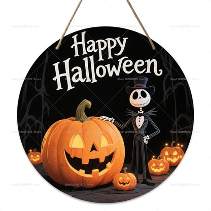 Décoration de fête d'halloween le cauchemar avant noël, panneau en bois citrouille, panneau mural suspendu, porte d'entrée, décoration de maison, cadeaux pour enfants