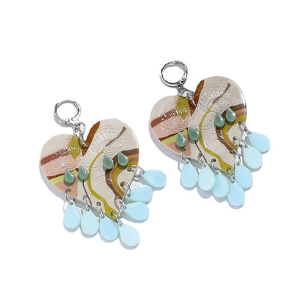Boucles d'oreilles en acrylique JeTassel pour femmes, flammes européennes, gouttes, coeur, crâne, lame de chat, bijoux punk, gels de poisson, étoile