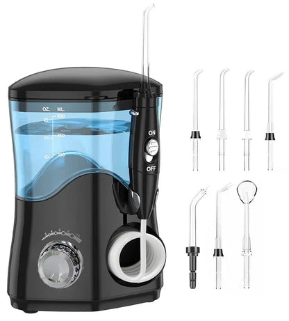 Hydropulseur professionnel 600ML avec 7 buses, irrigateur buccal à haute impulsion pour le blanchiment des dents, les accolades, les Implants, soins des gencives portables