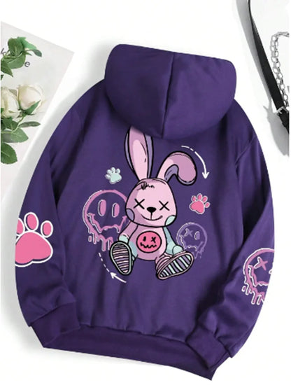 Sweats à capuche surdimensionnés College pour femmes, Hip Hop, Streetwear décontracté, Sweat à capuche Smile, Nouveau, PVD, Automne, Hiver