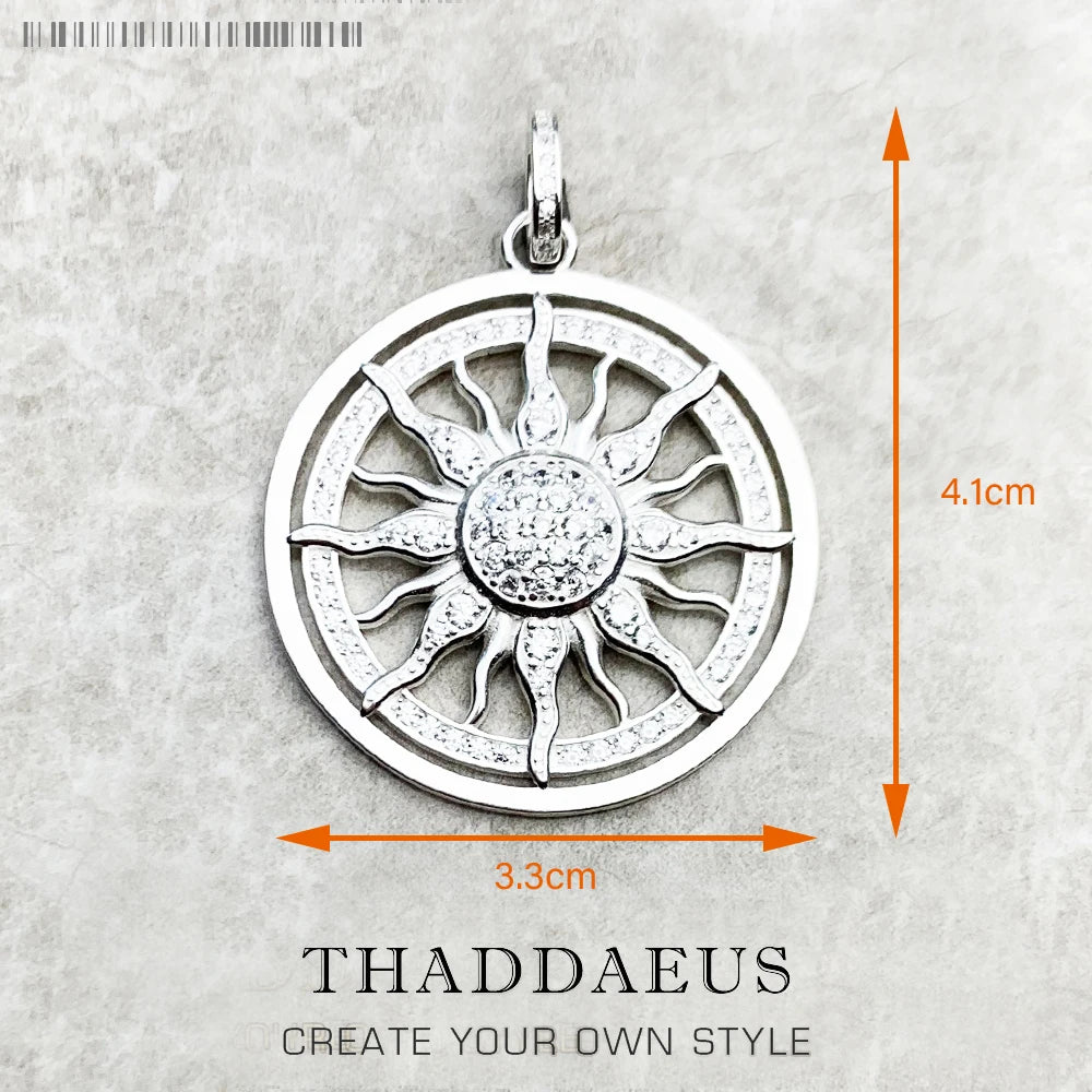 Pendentif soleil étoile CZ pavé été hiver nouveau 925 en argent Sterling bijoux fins Style européen accessoires cadeau pour hommes femme