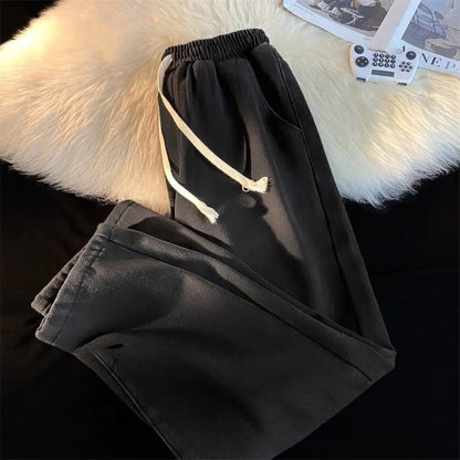 Jean coréen rétro pour hommes et femmes, modèles d'automne et d'hiver, rembourré et épais, ample, droit, jambes larges, pantalons décontractés