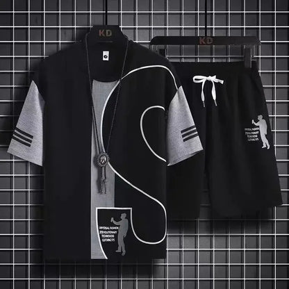 Ensemble de T-shirt et Short de dehors pour Homme, Vêtement de Travail Imprimé, Gaufré, Tenue 2 Pièces, Coupe Régulière Basique
