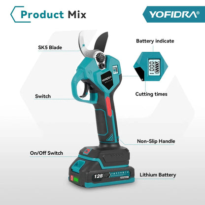 YOFIDRA 38mm cisaille électrique sans brosse 2 vitesses sans fil arbre bonsaï taille ciseaux électriques pour Makita 18V batterie broche