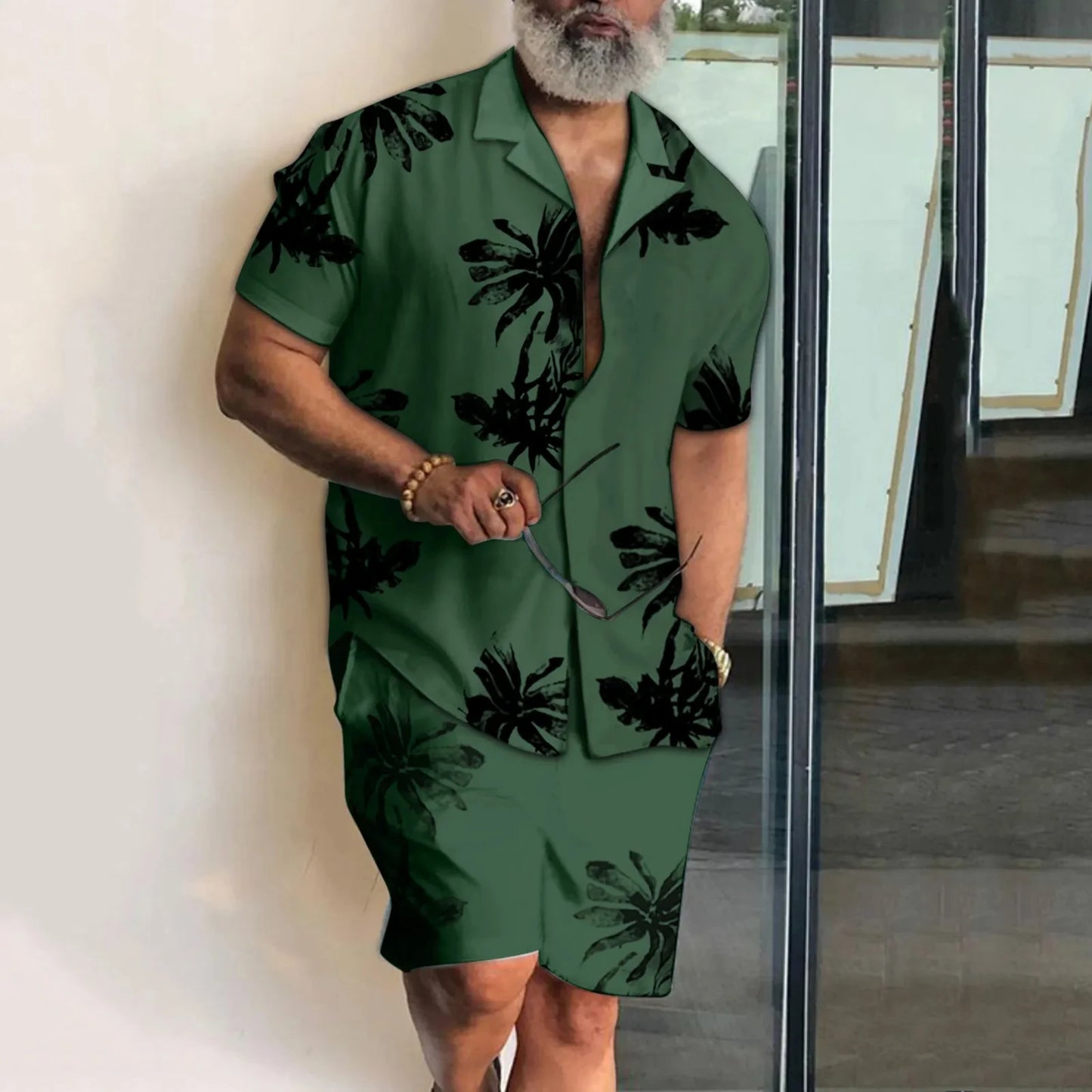 AMP Tree-Ensemble deux pièces pour hommes, chemises et shorts College en 3D, vêtements de plage unisexes, chemise à revers hawaïenne, olympiques à la mode, 2 pièces