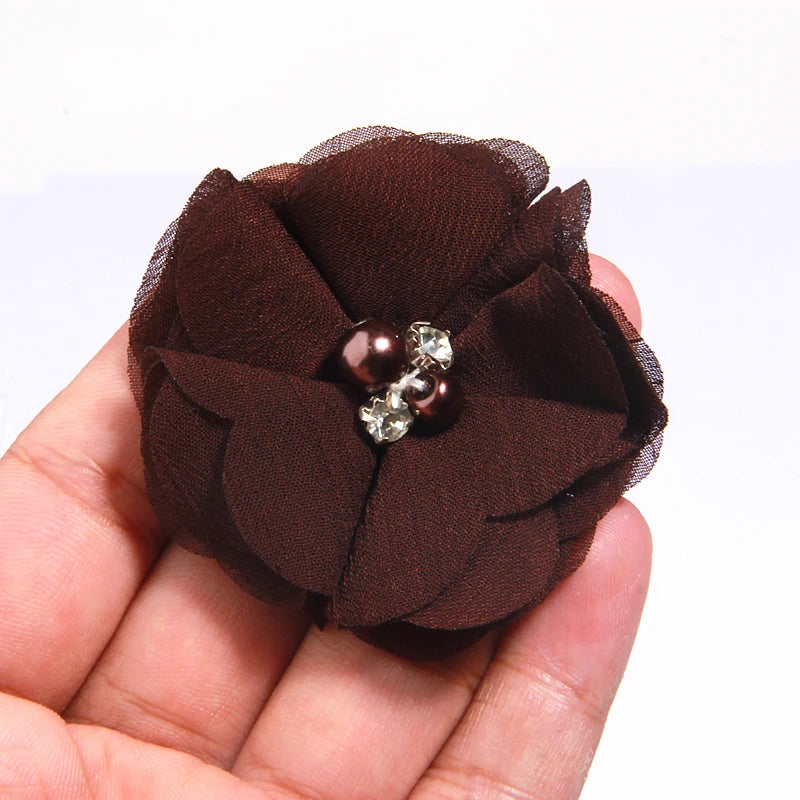 Mini fleurs artificielles en tissu mousseline de soie, 8 pièces, 2 pouces, 35 couleurs, pour Invitation de mariage, décoration de robe