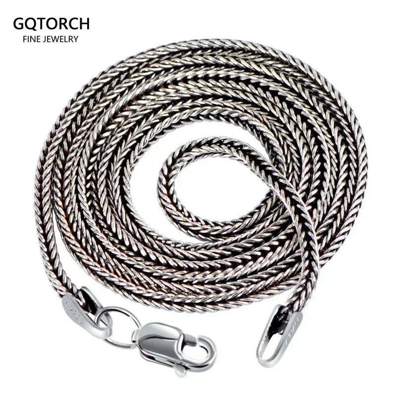 Collier en argent Sterling 925 pur pour femmes et hommes, chaîne Vintage sétaire 1.6mm rétro solide