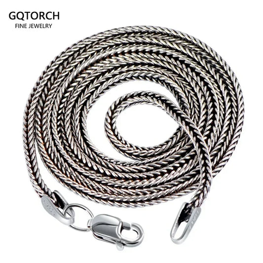Collier en argent Sterling 925 pur pour femmes et hommes, chaîne Vintage sétaire 1.6mm rétro solide