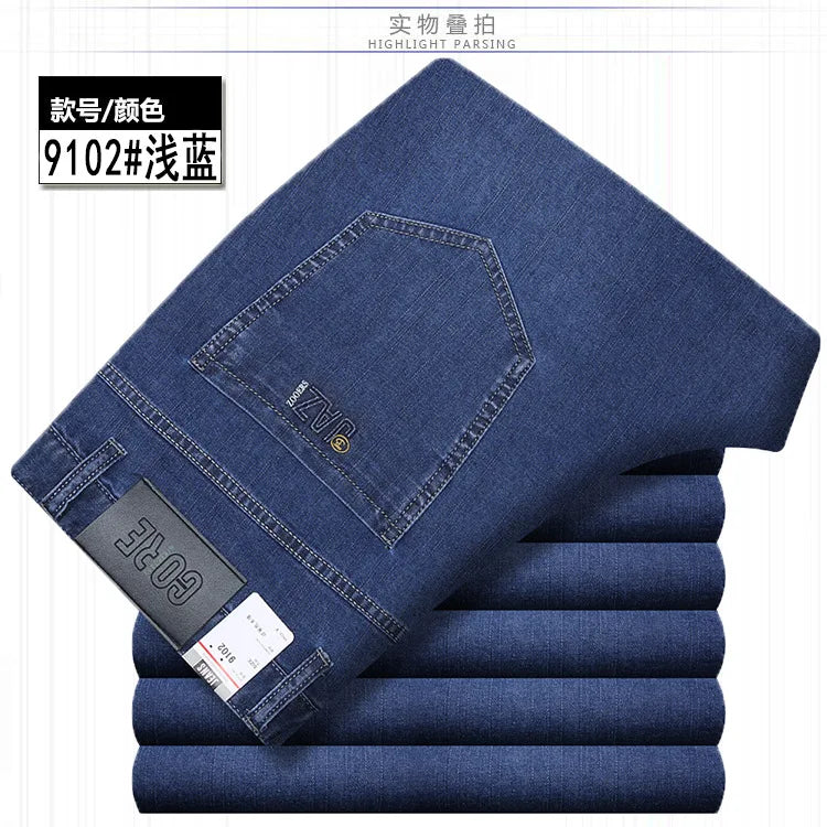 Jean Denim Fin pour Homme, Pantalon Droit, Décontracté, Bleu, Noir, Gris, Vêtements d'Été, Taille 40 42